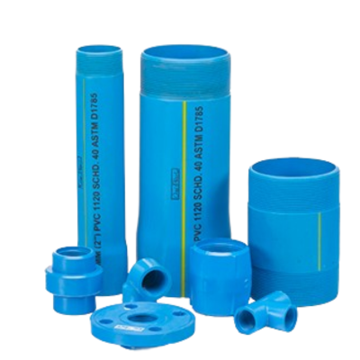 PVC pipes and fittings, specifically PVC 1120 SCHD. 40 ASTM D1785